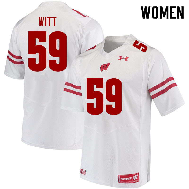 Wisconsin Badgers Women's #59 Aaron Witt NCAA Under Armour Authentic White College Stitched Football Jersey AF40Y64JP